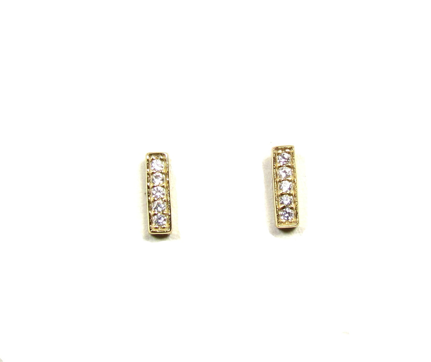 Tiny Bar Earrings with Cubic Zirconia | Dainty Minimalist Studs