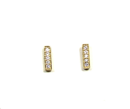Tiny Bar Earrings with Cubic Zirconia | Dainty Minimalist Studs