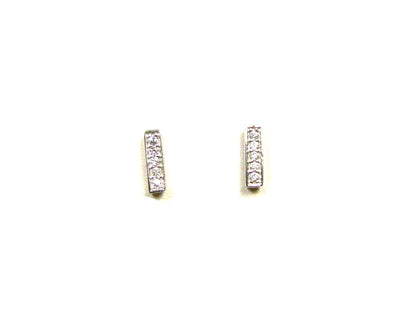 Tiny Bar Earrings with Cubic Zirconia | Dainty Minimalist Studs