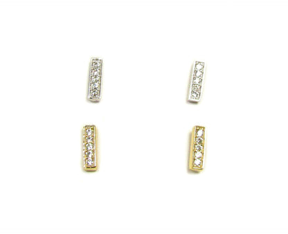 Tiny Bar Earrings with Cubic Zirconia | Dainty Minimalist Studs
