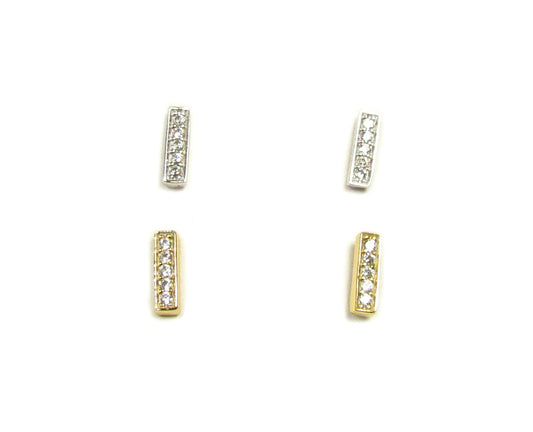 Tiny Bar Earrings with Cubic Zirconia | Dainty Minimalist Studs
