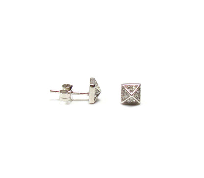 Tiny CZ Pyramid Stud Earrings
