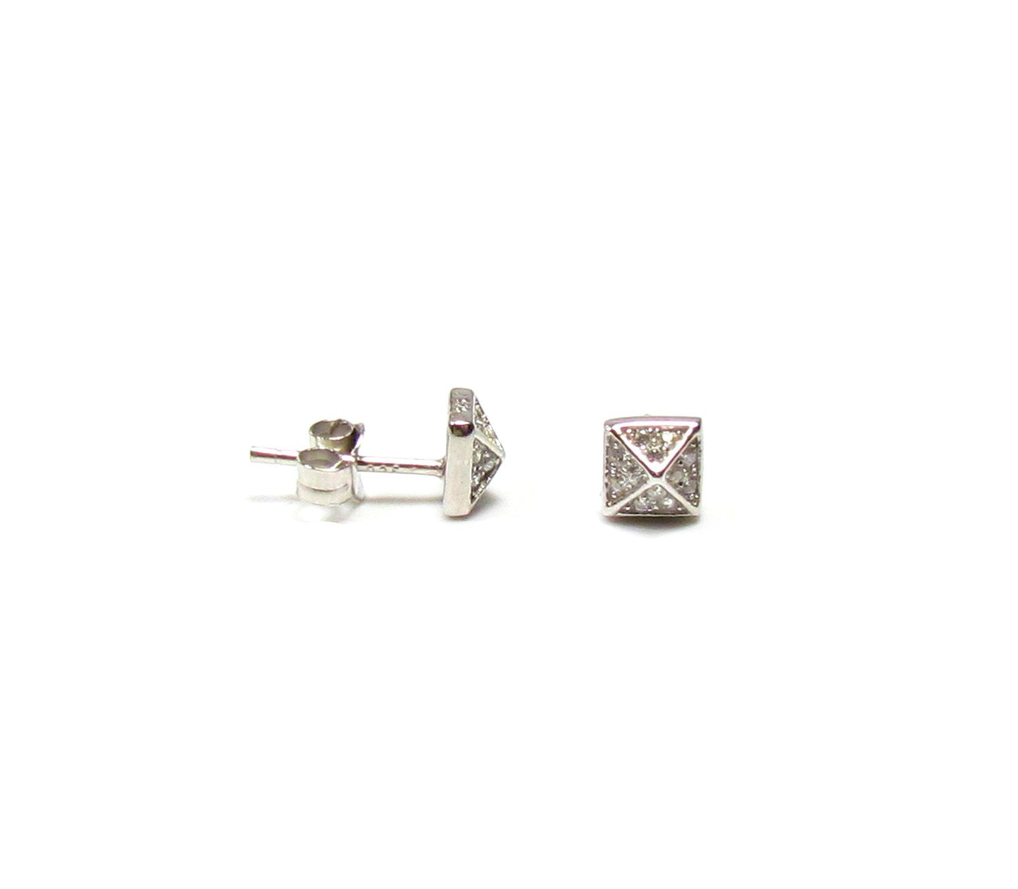Tiny CZ Pyramid Stud Earrings