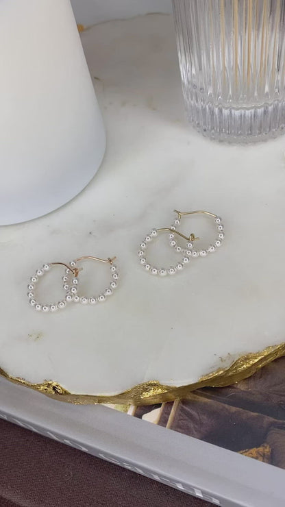 Small Pearl Hoop Earrings