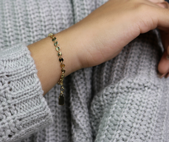 Coin Disk Bracelet | Eternity Style Chain in Gold Filled, Silver & Rose Gold