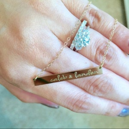 14K Personalized Bar Necklace | Custom Engraved Bar Pendant | Meaningful Gift Jewelry
