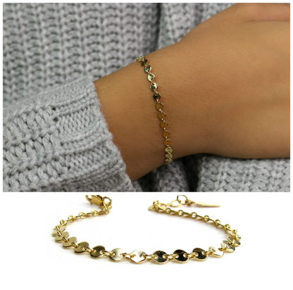 Coin Disk Bracelet | Eternity Style Chain in Gold Filled, Silver & Rose Gold