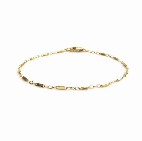 Tiny Bar Chain Bracelet | Dainty Gold Filled Minimalist Bracelet