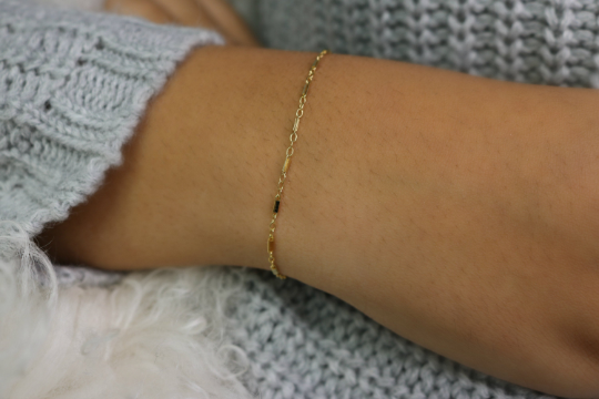 Tiny Bar Chain Bracelet | Dainty Gold Filled Minimalist Bracelet