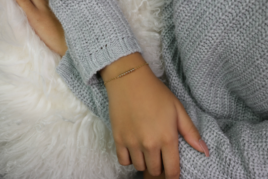 Bead Bar Bracelet | 7 Gold-Filled Beads on Flat Cable Chain