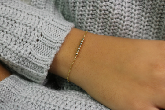 Bead Bar Bracelet | 7 Gold-Filled Beads on Flat Cable Chain