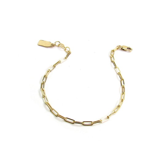 Rectangle Link Layering Bracelet | Paperclip Chain Bracelet with Tag