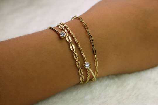 Rectangle Link Layering Bracelet | Paperclip Chain Bracelet with Tag