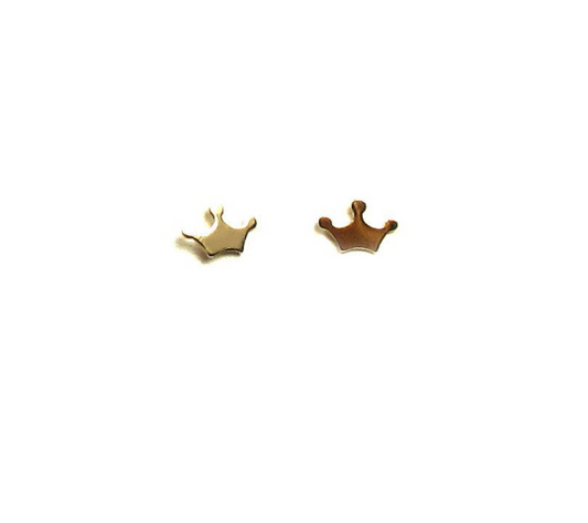 14K Tiny Crown Stud Earrings | Dainty Gold Everyday Studs