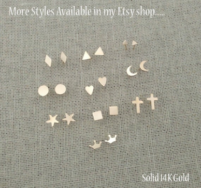 14K Tiny Crown Stud Earrings | Dainty Gold Everyday Studs