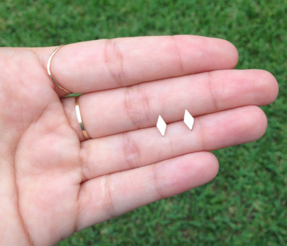 14K Gold Diamond Shaped Stud Earrings | Minimalist Geometric Jewelry