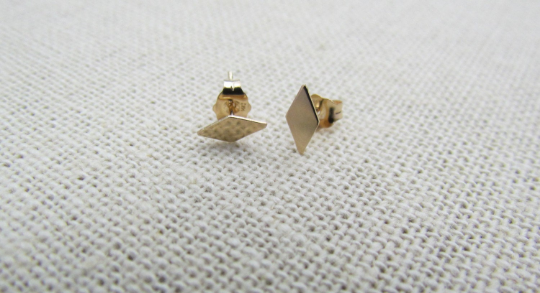 14K Gold Diamond Shaped Stud Earrings | Minimalist Geometric Jewelry