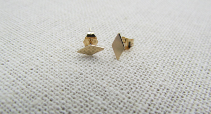 14K Gold Diamond Shaped Stud Earrings | Minimalist Geometric Jewelry