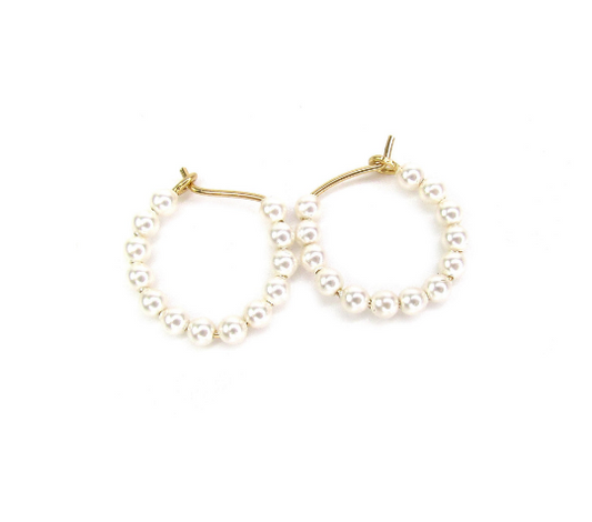 Small Pearl Hoop Earrings