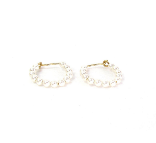 Small Pearl Hoop Earrings