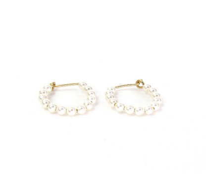 Small Pearl Hoop Earrings