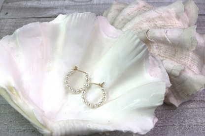 Small Pearl Hoop Earrings
