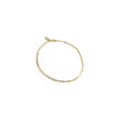 Paperclip Chain Anklet with Decorative Extension Chain Tag | Gold Filled or Sterling Silver