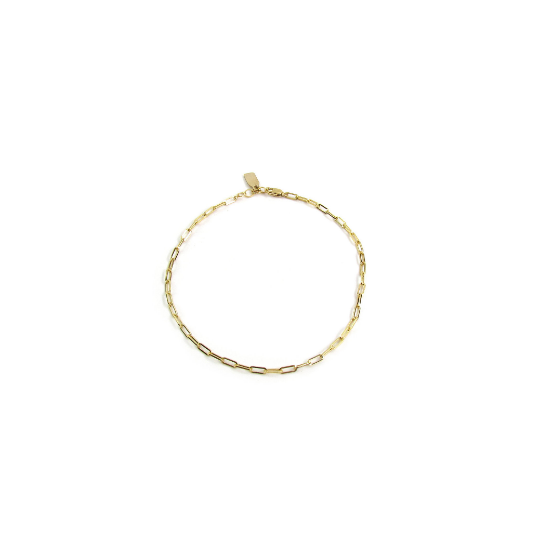Paperclip Chain Anklet with Decorative Extension Chain Tag | Gold Filled or Sterling Silver