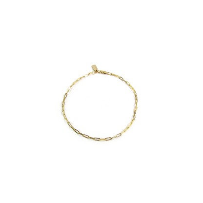 Paperclip Chain Anklet with Decorative Extension Chain Tag | Gold Filled or Sterling Silver