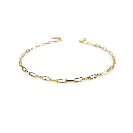 Paperclip Chain Anklet with Decorative Extension Chain Tag | Gold Filled or Sterling Silver