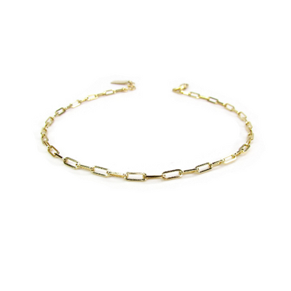 Paperclip Chain Anklet with Decorative Extension Chain Tag | Gold Filled or Sterling Silver