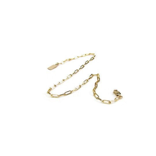 Paperclip Chain Anklet with Decorative Extension Chain Tag | Gold Filled or Sterling Silver
