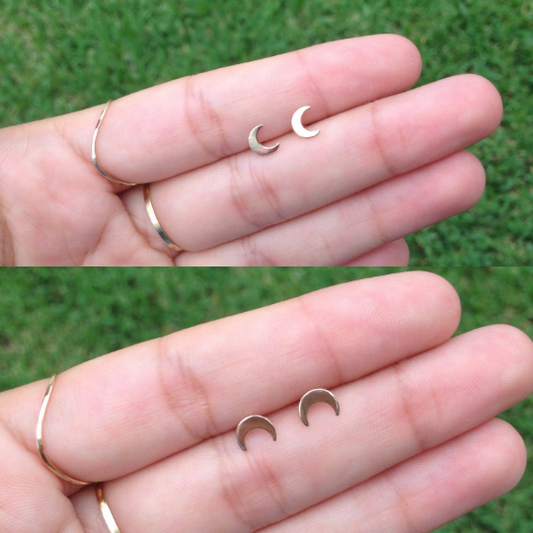 14K Crescent Moon Stud Earrings