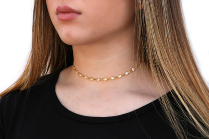 Cubic Zirconia Choker Necklace | Bezel-Set CZ Chain