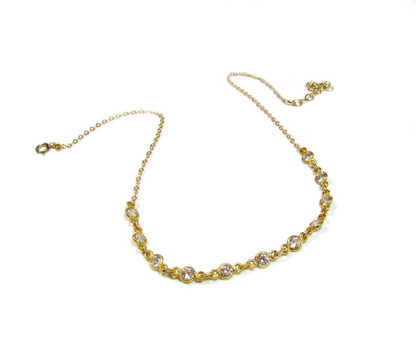 Cubic Zirconia Choker Necklace | Bezel-Set CZ Chain
