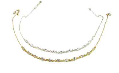 Cubic Zirconia Choker Necklace | Bezel-Set CZ Chain