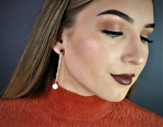 Freshwater Pearl Drop Chain Earrings