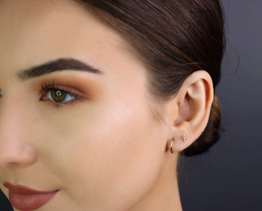 14K Mini Polished Hoop Earrings