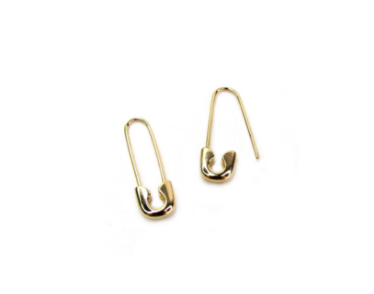 14K Safety Pin Earring | Polished