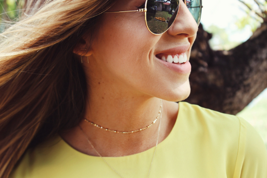 Beaded Station Necklace | Dainty Minimalist Necklace | Everyday Layering Jewelry