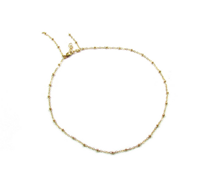 Beaded Station Necklace | Dainty Minimalist Necklace | Everyday Layering Jewelry