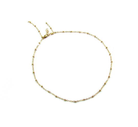 Beaded Station Necklace | Dainty Minimalist Necklace | Everyday Layering Jewelry