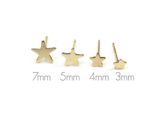 14K Gold Star Stud Earrings | Polished or Matte Satin