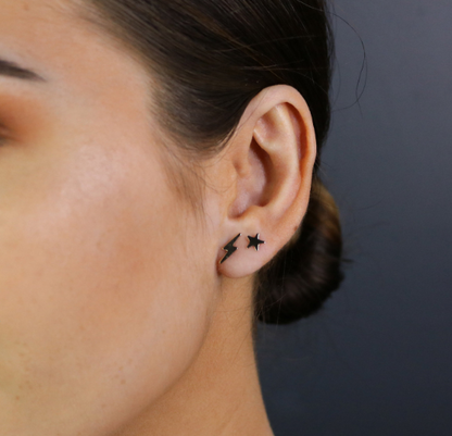 14K Gold Star Stud Earrings | Polished or Matte Satin