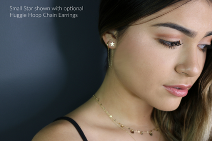 14K Gold Star Stud Earrings | Polished or Matte Satin