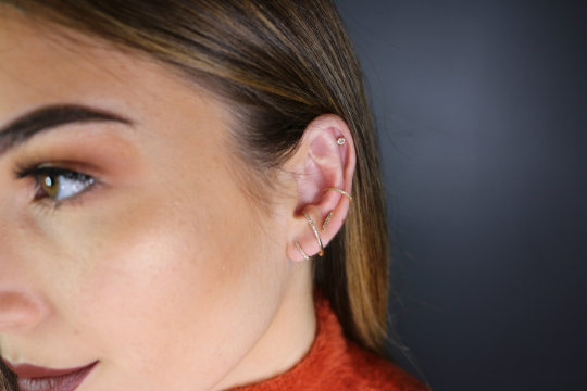 Diamond Ear Cuff | 14K Solid Gold | Minimalist No-Piercing Jewelry