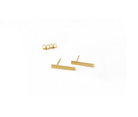 14K Large Bar Stud Earrings