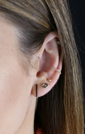 14K Large Bar Stud Earrings