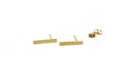 14K Large Bar Stud Earrings