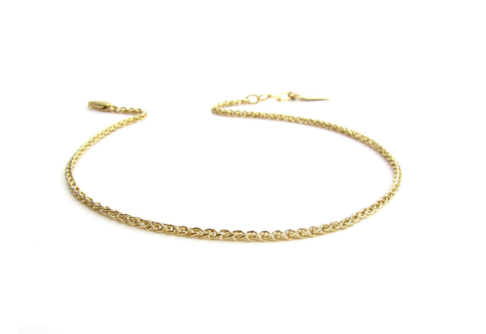Woven Chain Layering Anklet |  Textured Wheat Chain Ankle Bracelet